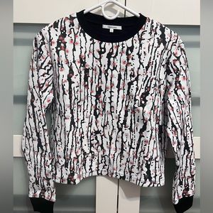 Carven cropped printed stretch-neoprene pullover sweatshirt size Small